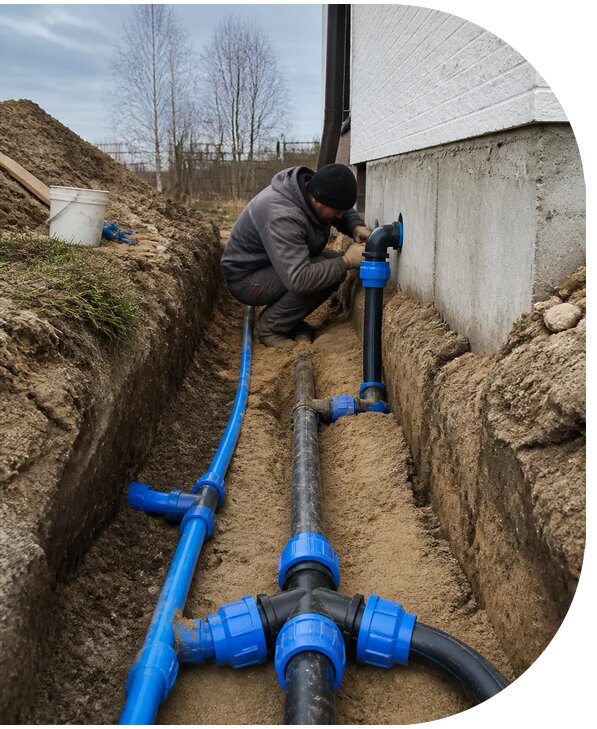 Монтаж наружного водопровода на участке под ключ в Муре